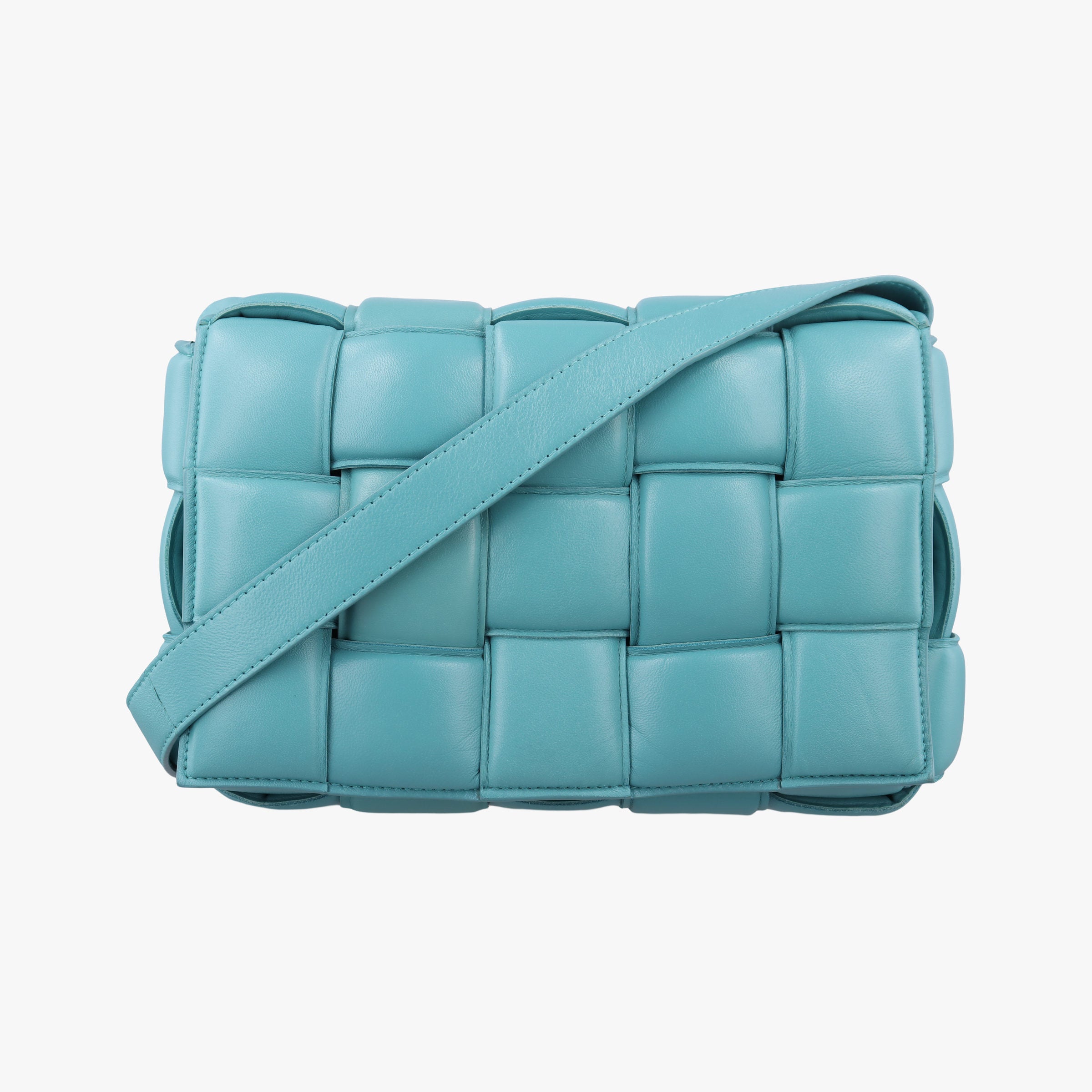 Pre-owned Bottega Veneta Padded Cassette Blue lambskin  shoulderbag | stylenewstar