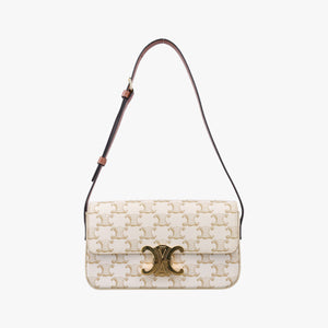 Pre-owned Celine Teen Triomphe White PVC coated canvas  shoulderbag | stylenewstar