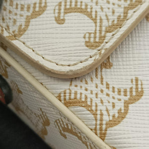 Pre-owned Celine Teen Triomphe White PVC coated canvas  shoulderbag | stylenewstar