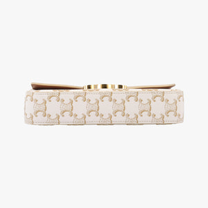 Pre-owned Celine Teen Triomphe White PVC coated canvas  shoulderbag | stylenewstar