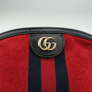 Pre-owned Gucci Ophidia Red×black Suede×leather 499621 shoulderbag | stylenewstar