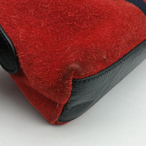 Pre-owned Gucci Ophidia Red×black Suede×leather 499621 shoulderbag | stylenewstar
