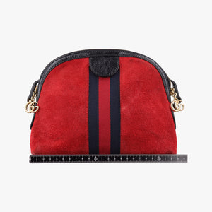 Pre-owned Gucci Ophidia Red×black Suede×leather 499621 shoulderbag | stylenewstar