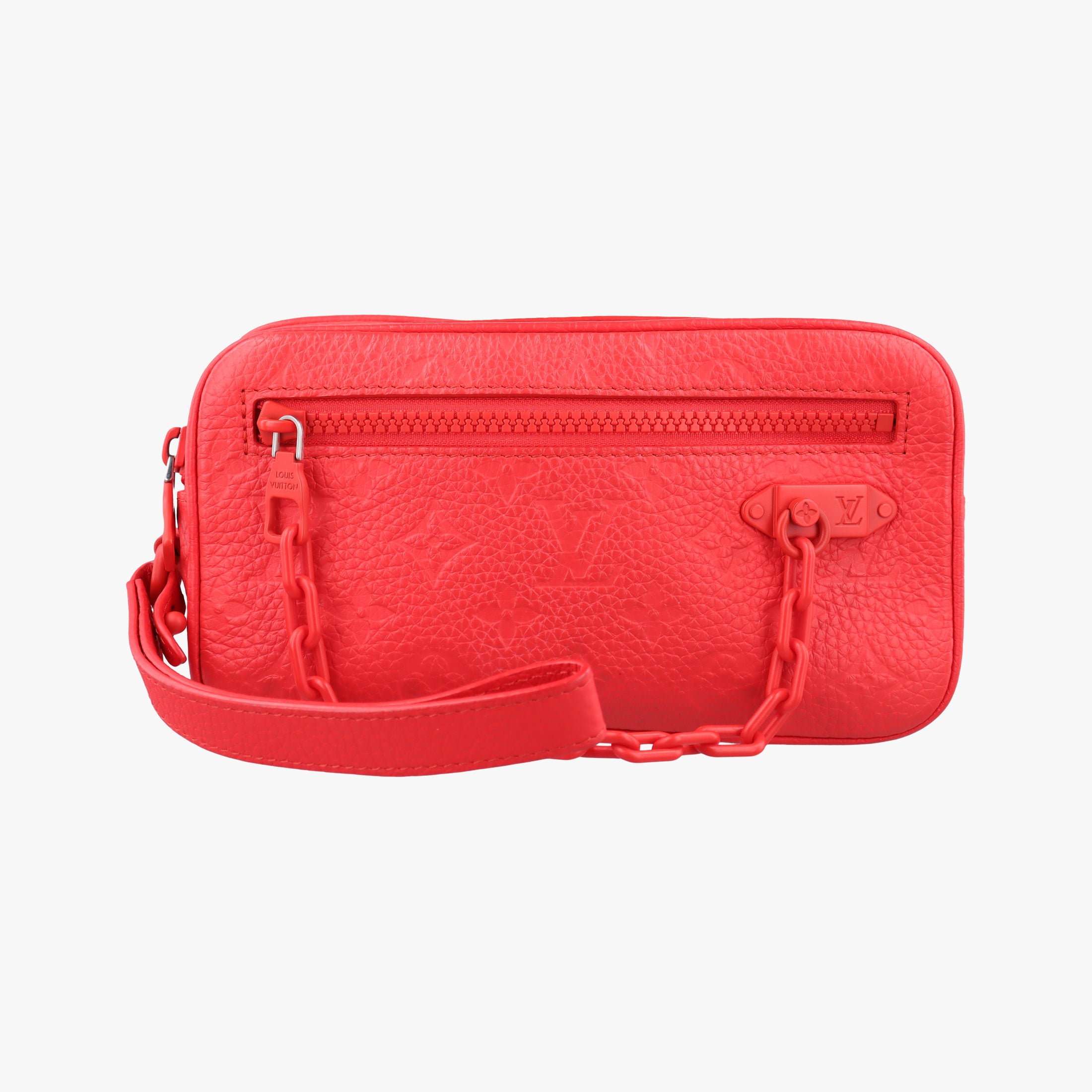 Pre-owned Louis Vuitton Pochette Volga Red Monogram Empreinte M53555 clutchbag | stylenewstar