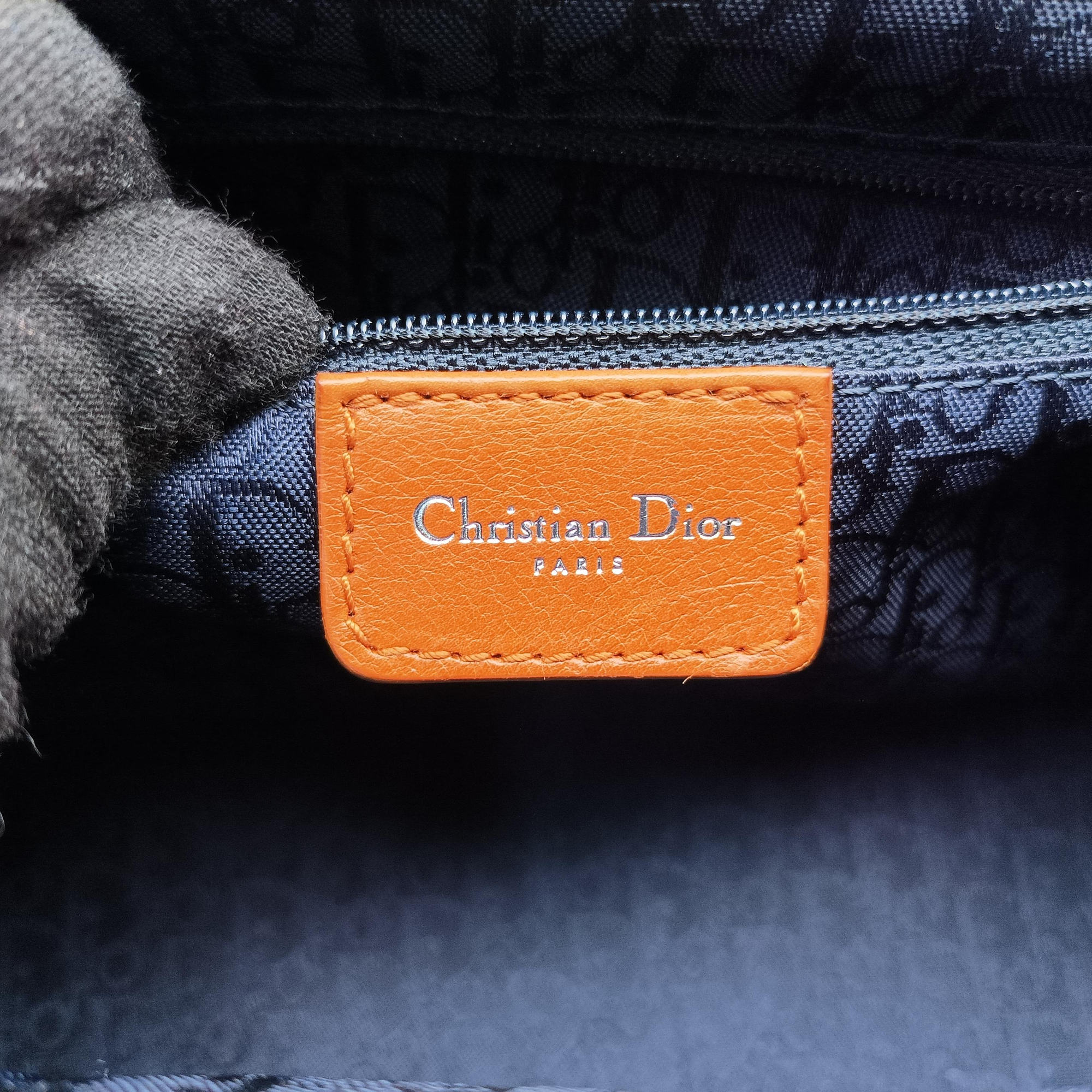 Pre-owned Christian Dior D-ring Logo Blue×Beige Denim  handbag | stylenewstar