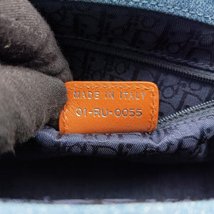 Pre-owned Christian Dior D-ring Logo Blue×Beige Denim  handbag | stylenewstar