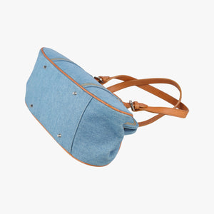 Pre-owned Christian Dior D-ring Logo Blue×Beige Denim  handbag | stylenewstar