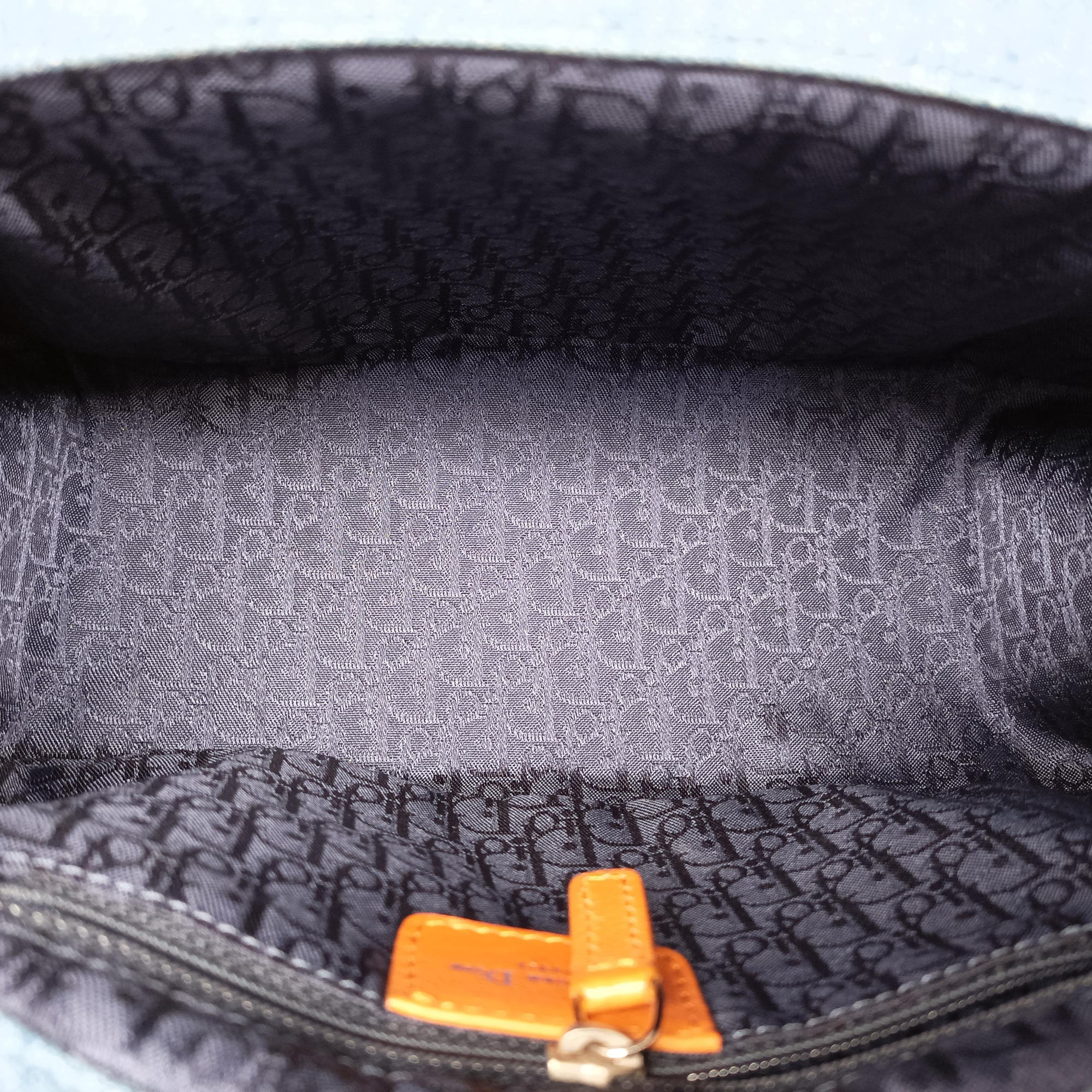 Pre-owned Christian Dior D-ring Logo Blue×Beige Denim  handbag | stylenewstar