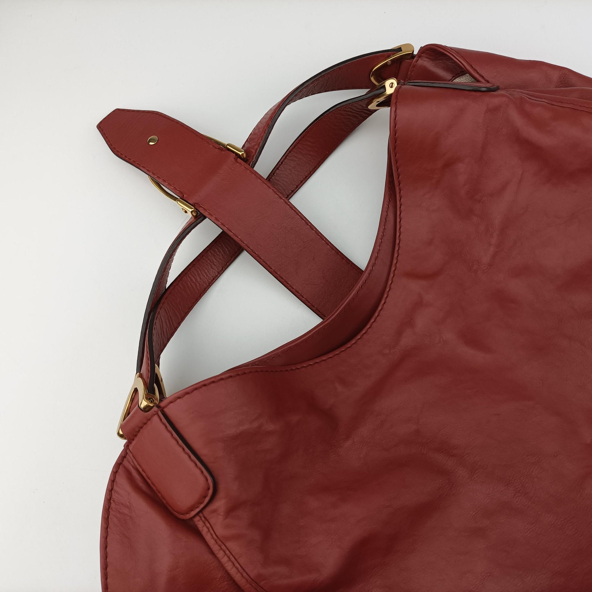 Secondhand Gucci Soft Stirrup Burgundy Leather 296856 shoulderbag | stylenewstar