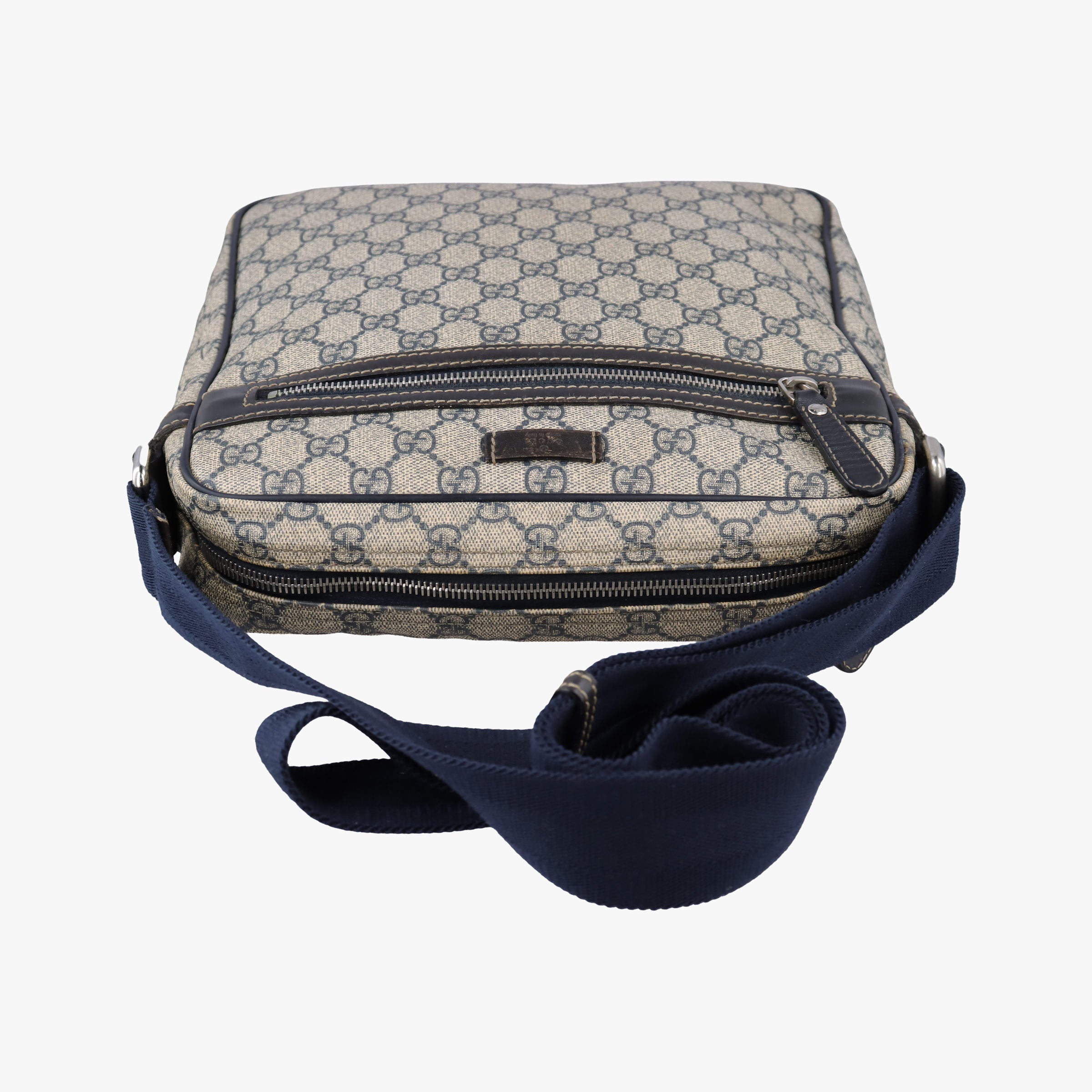 Vintage Gucci GG Supreme Messenger Beige × Navy PVC coated canvas×leather 201448 shoulderbag | stylenewstar