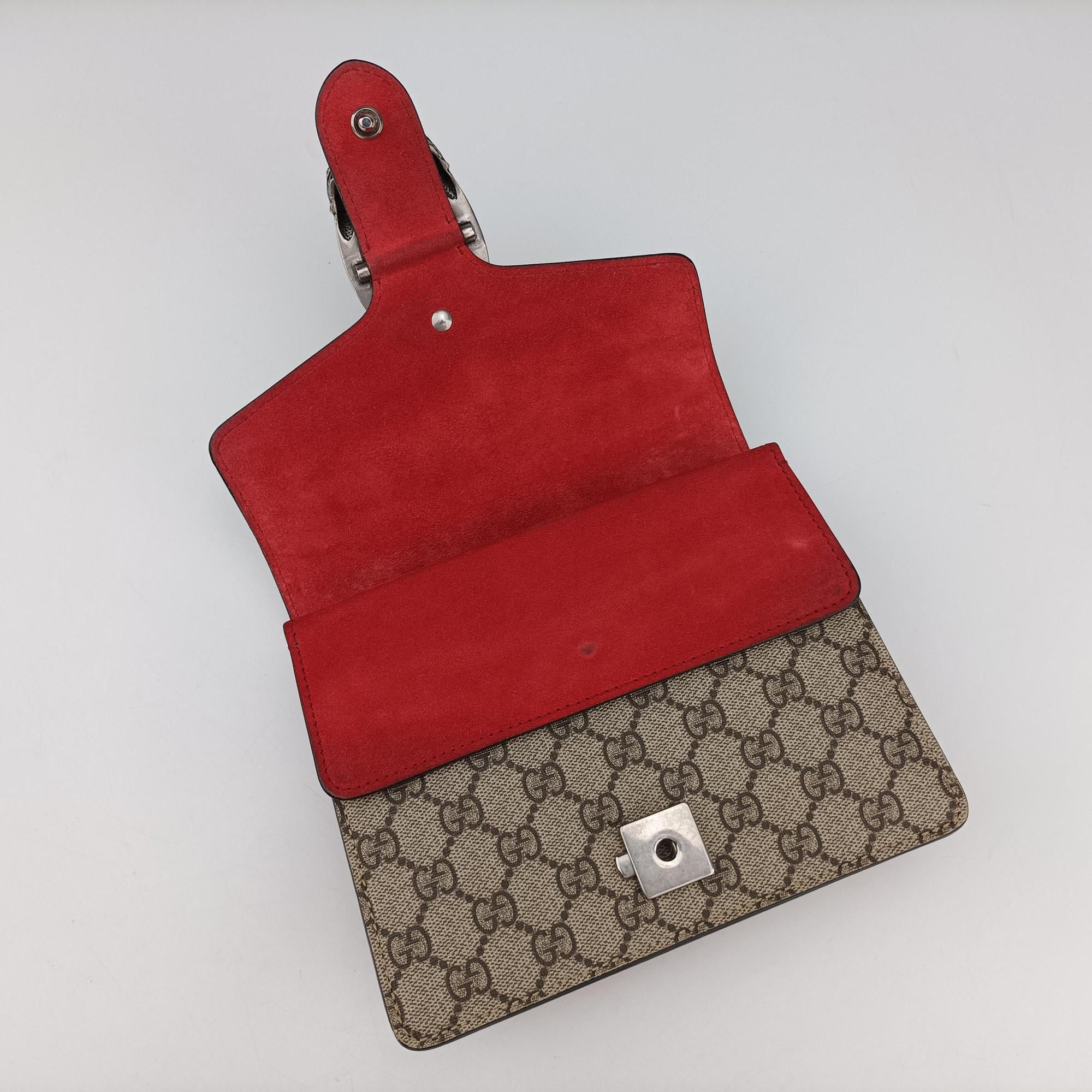 Pre-owned Gucci Dionysus beige×red PVC coated canvas × suede 421970 shoulderbag | stylenewstar
