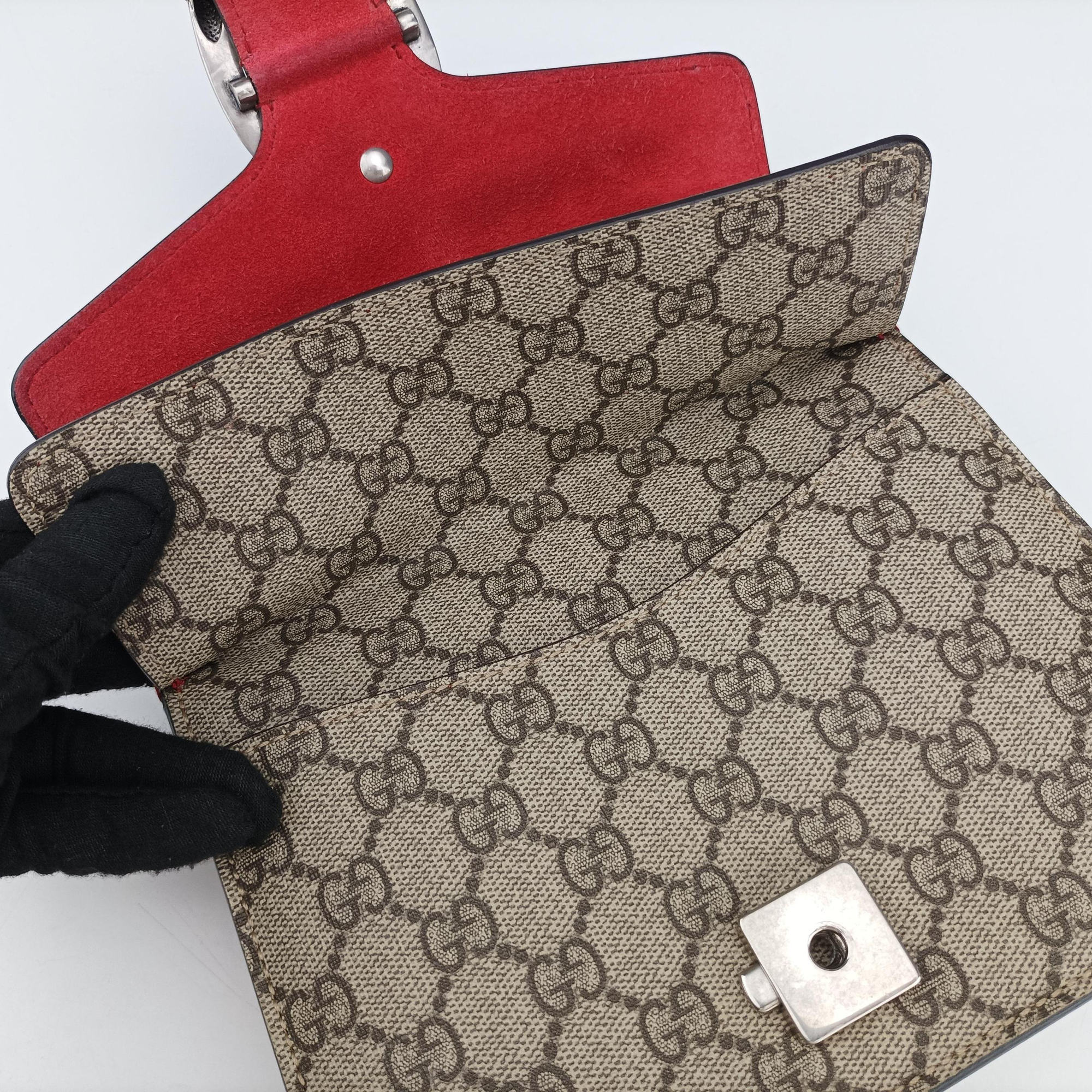 Pre-owned Gucci Dionysus beige×red PVC coated canvas × suede 421970 shoulderbag | stylenewstar