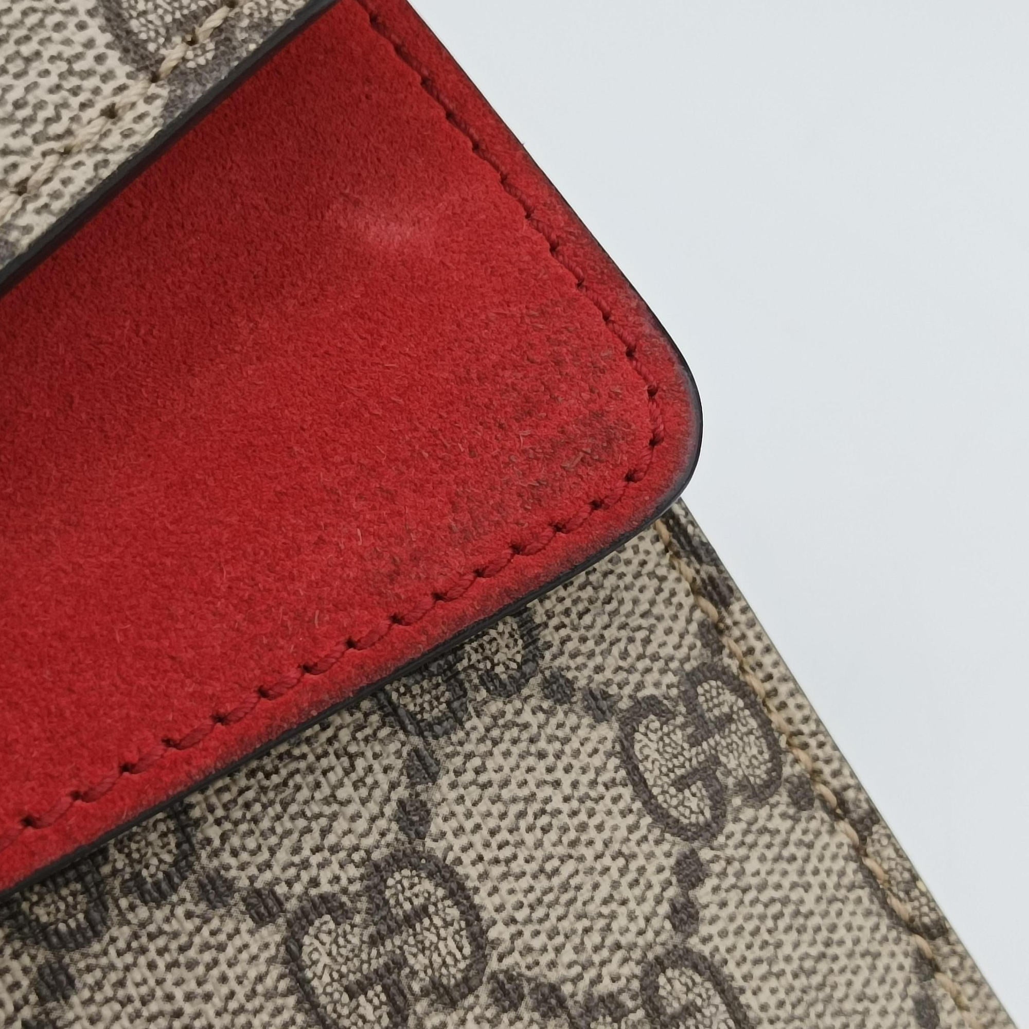 Pre-owned Gucci Dionysus beige×red PVC coated canvas × suede 421970 shoulderbag | stylenewstar