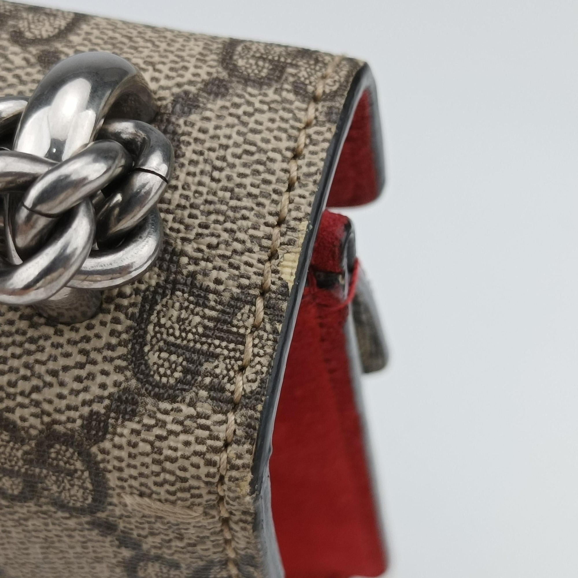 Pre-owned Gucci Dionysus beige×red PVC coated canvas × suede 421970 shoulderbag | stylenewstar