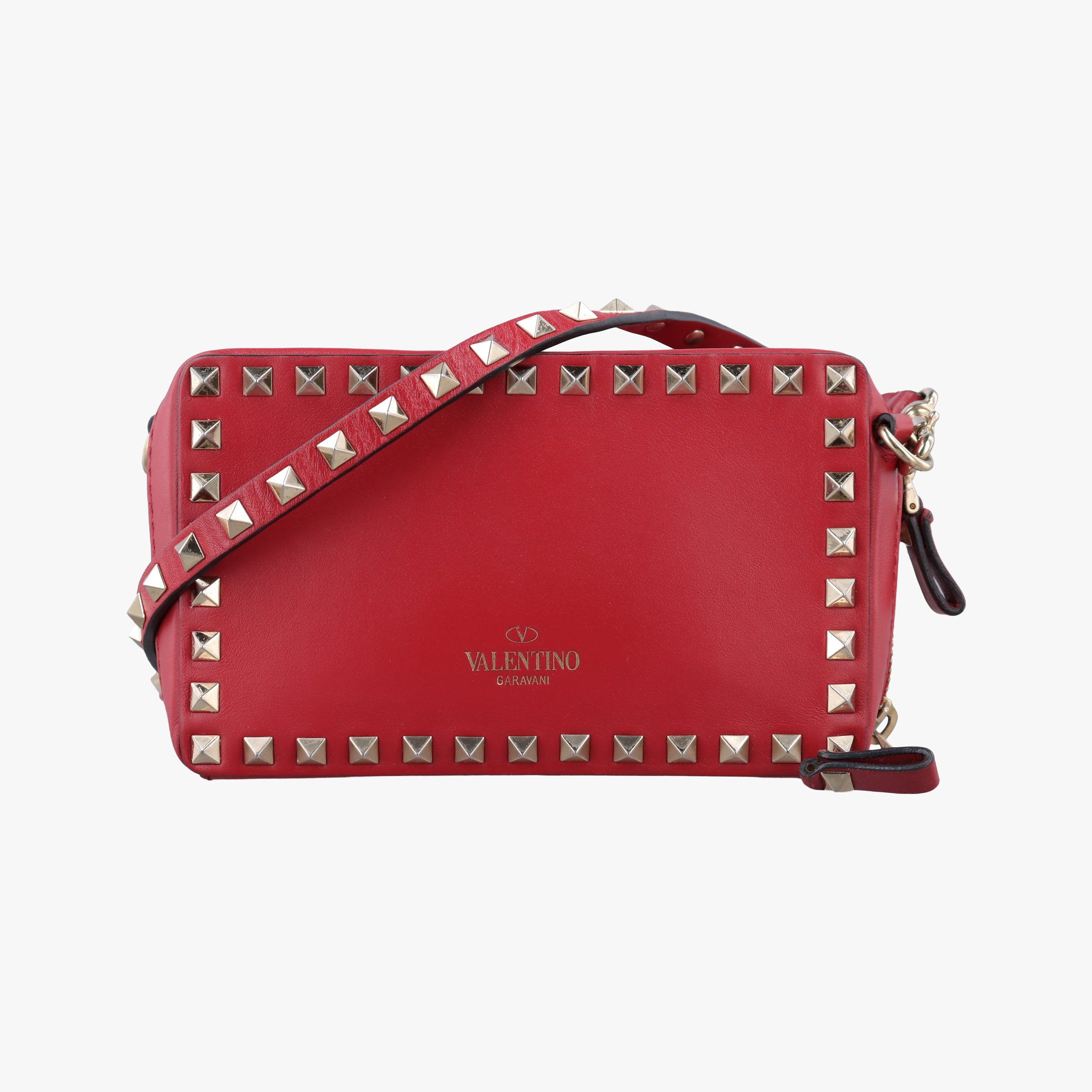 Pre-owned Valentino Rockstud Red Leather  shoulderbag | stylenewstar