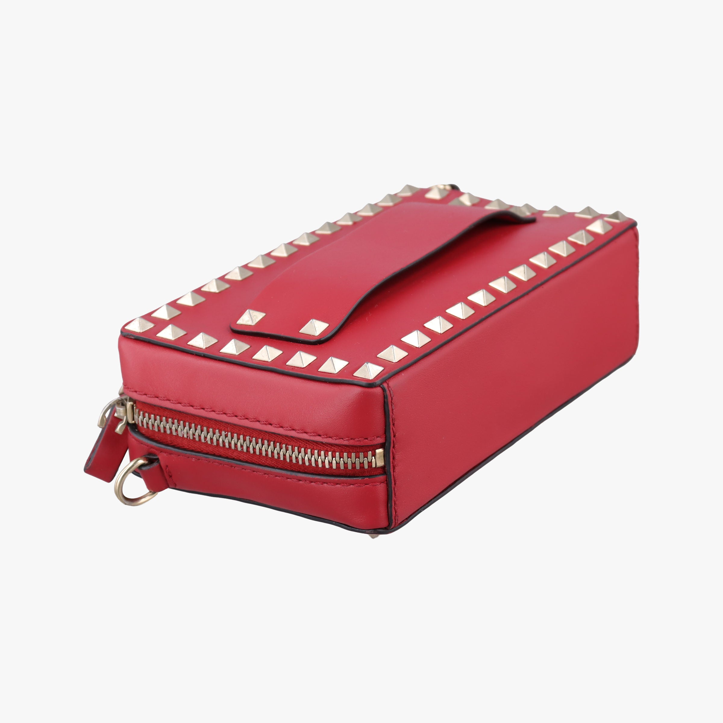 Pre-owned Valentino Rockstud Red Leather  shoulderbag | stylenewstar