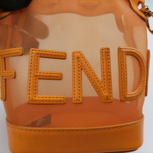 Pre-owned Fendi Mon Tresor Mini Bucket Orange mesh×Calf Leather 8BS010 shoulderbag | stylenewstar