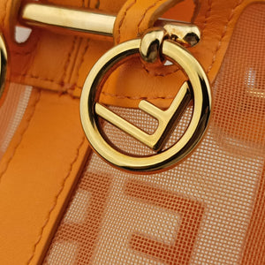 Pre-owned Fendi Mon Tresor Mini Bucket Orange mesh×Calf Leather 8BS010 shoulderbag | stylenewstar
