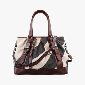 Pre-owned Burberry Beat Check Brown × Beige × Black Canvas × Leather  shoulderbag | stylenewstar