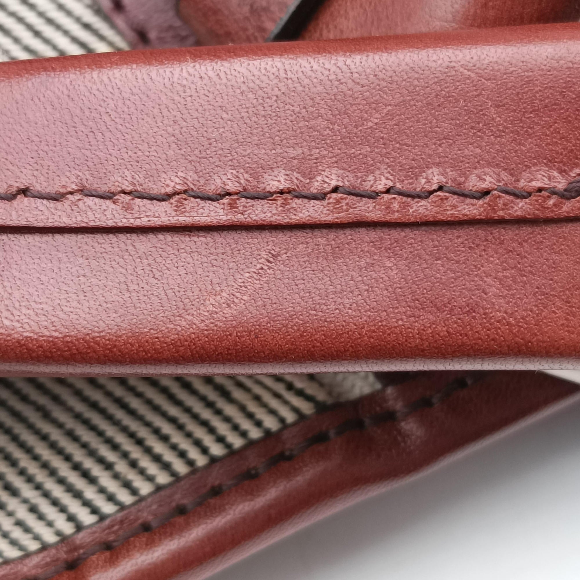 Pre-owned Burberry Beat Check Brown × Beige × Black Canvas × Leather  shoulderbag | stylenewstar