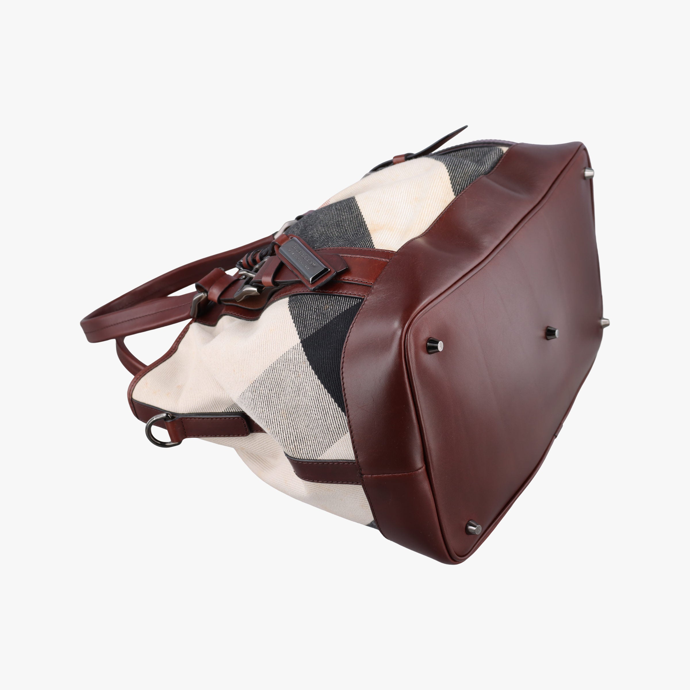 Pre-owned Burberry Beat Check Brown × Beige × Black Canvas × Leather  shoulderbag | stylenewstar