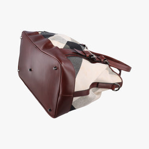 Pre-owned Burberry Beat Check Brown × Beige × Black Canvas × Leather  shoulderbag | stylenewstar