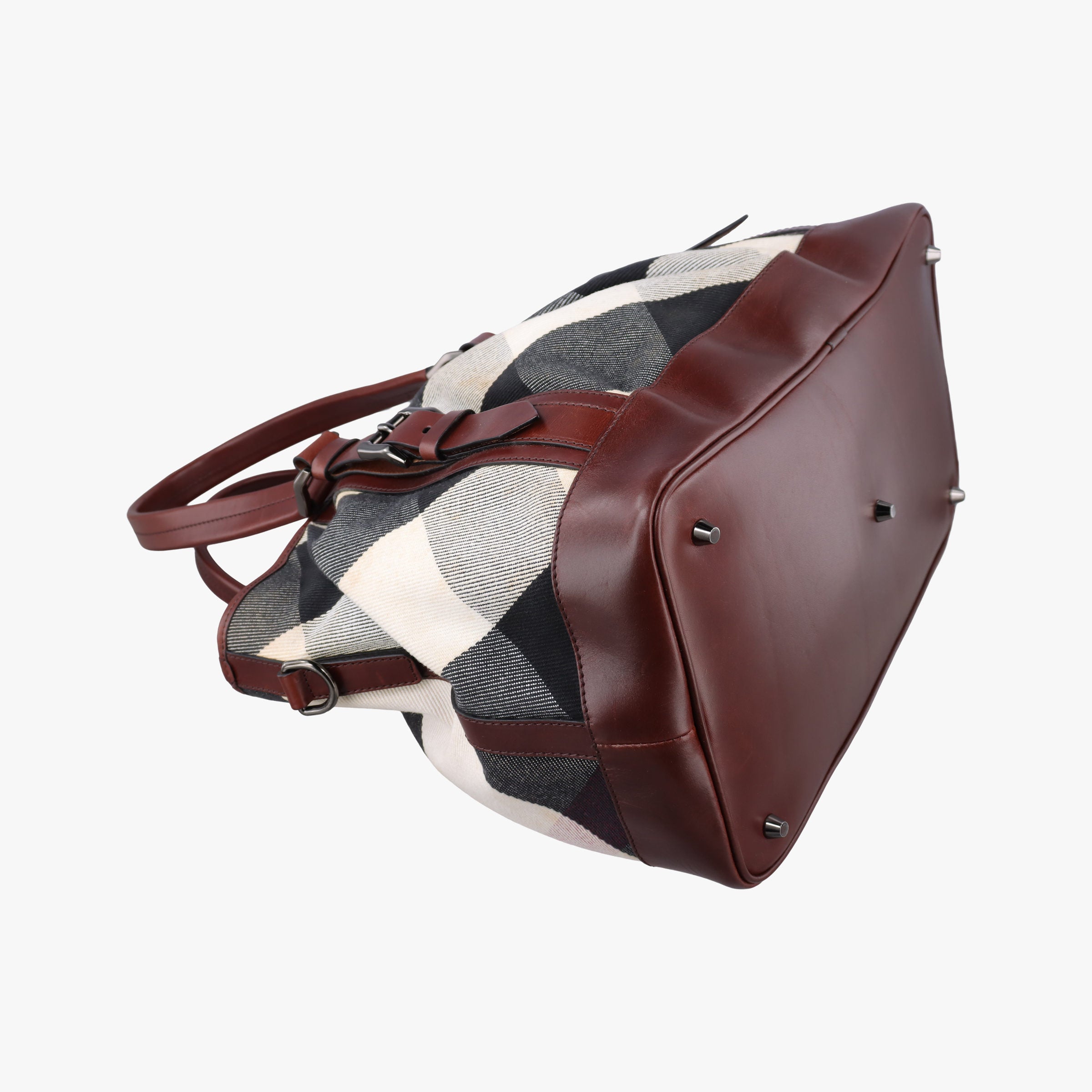 Pre-owned Burberry Beat Check Brown × Beige × Black Canvas × Leather  shoulderbag | stylenewstar