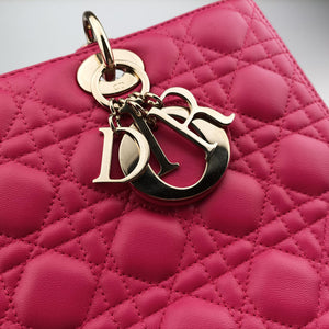 Pre-owned Christian Dior Lady Dior Rose lambskin  shoulderbag | stylenewstar