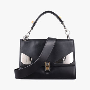 Pre-owned Fendi Monster Kan I Black Leather 8BT203 shoulderbag | stylenewstar