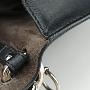 Pre-owned Fendi Monster Kan I Black Leather 8BT203 shoulderbag | stylenewstar