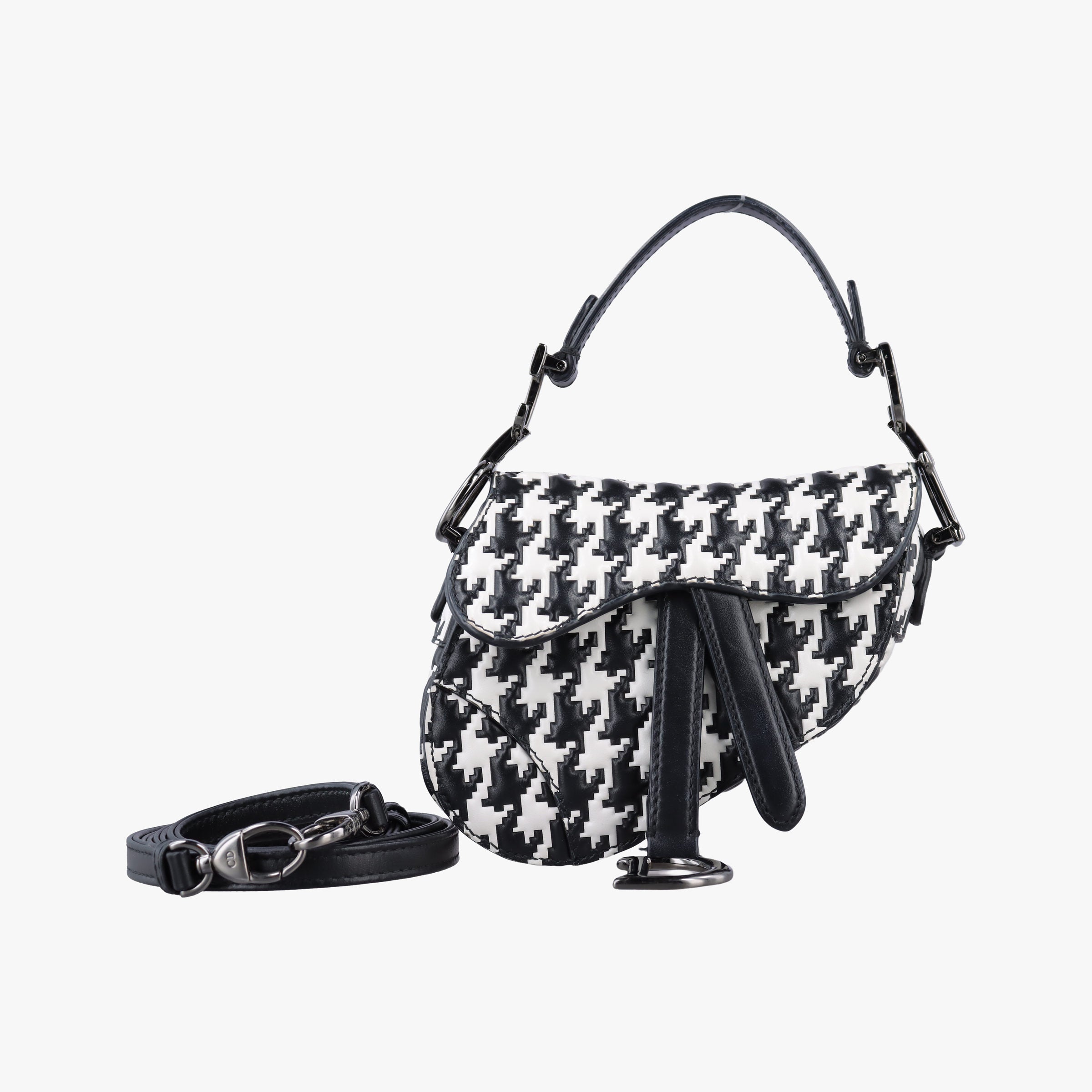 Secondhand Christian Dior Saddle White × Black Jacquard  shoulderbag | stylenewstar