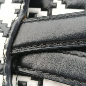 Secondhand Christian Dior Saddle White × Black Jacquard  shoulderbag | stylenewstar