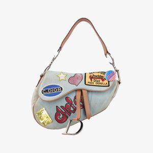 Pre-owned Christian Dior Miss Diorella Saddle Bag Blue Denim × Leather  shoulderbag | stylenewstar