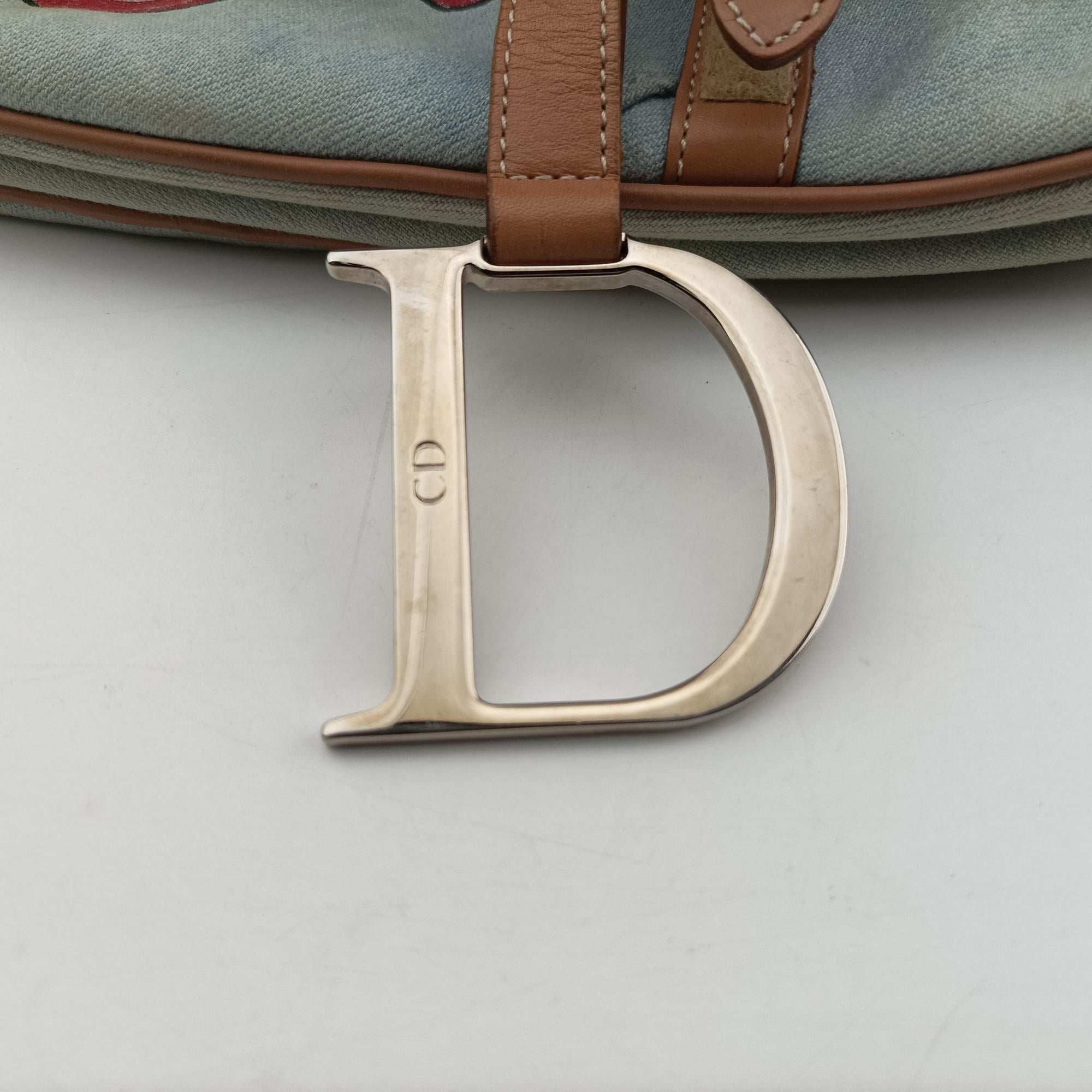 Pre-owned Christian Dior Miss Diorella Saddle Bag Blue Denim × Leather  shoulderbag | stylenewstar