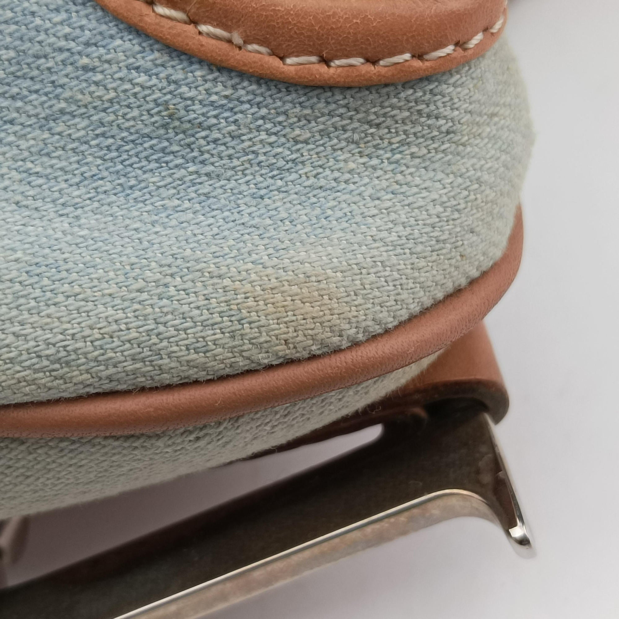 Pre-owned Christian Dior Miss Diorella Saddle Bag Blue Denim × Leather  shoulderbag | stylenewstar