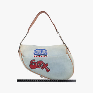 Pre-owned Christian Dior Miss Diorella Saddle Bag Blue Denim × Leather  shoulderbag | stylenewstar