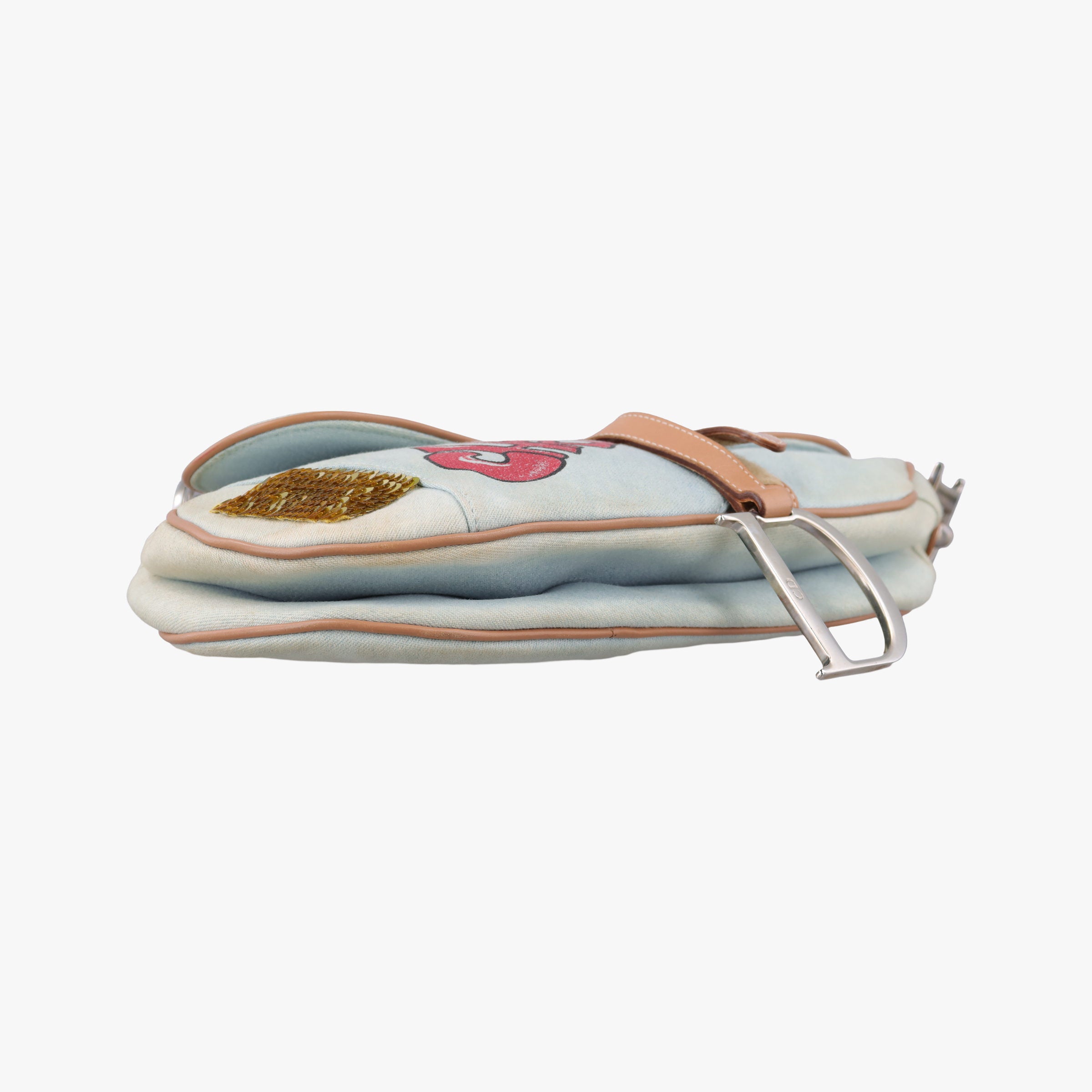Pre-owned Christian Dior Miss Diorella Saddle Bag Blue Denim × Leather  shoulderbag | stylenewstar