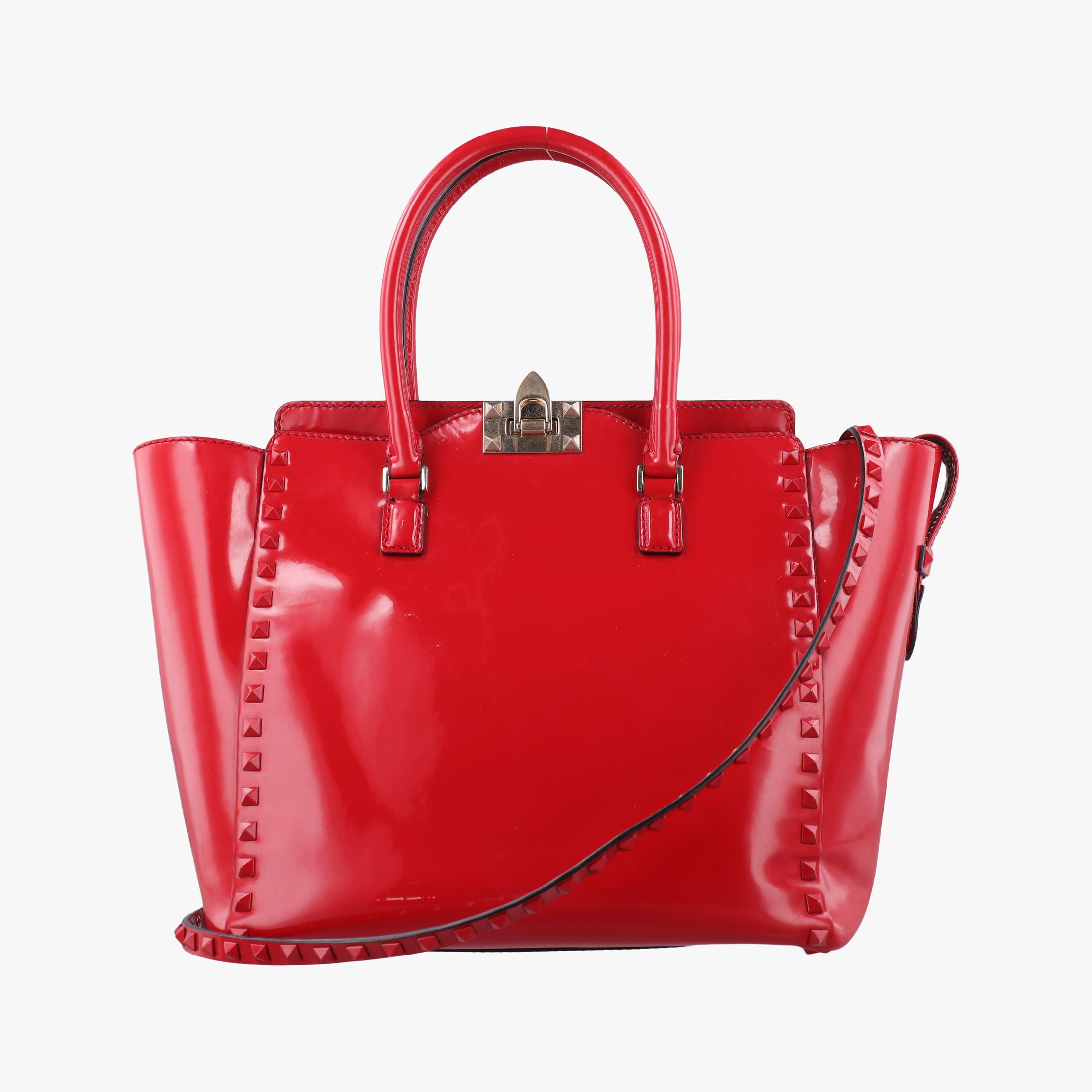 Secondhand Valentino Rockstud Red Patent Leather  shoulderbag | stylenewstar