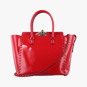 Secondhand Valentino Rockstud Red Patent Leather  shoulderbag | stylenewstar