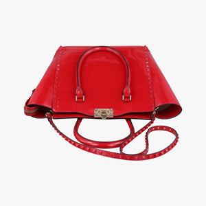Secondhand Valentino Rockstud Red Patent Leather  shoulderbag | stylenewstar