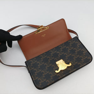 Pre-owned Celine Claude Triomphe Brown PVC coated canvas  shoulderbag | stylenewstar