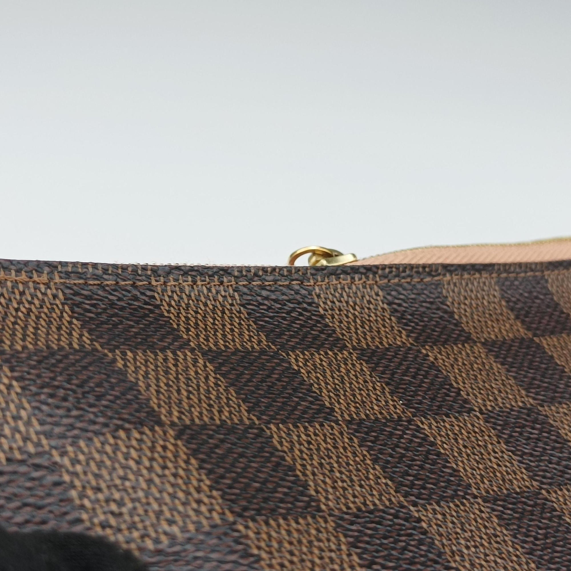 Pre-owned Louis Vuitton Pochette Double Zip EBENE×Rose Ballerine Damier Canvas N60254 shoulderbag | stylenewstar