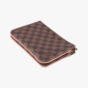 Pre-owned Louis Vuitton Pochette Double Zip EBENE×Rose Ballerine Damier Canvas N60254 shoulderbag | stylenewstar