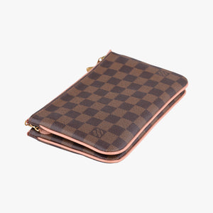 Pre-owned Louis Vuitton Pochette Double Zip EBENE×Rose Ballerine Damier Canvas N60254 shoulderbag | stylenewstar