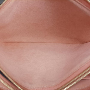 Pre-owned Louis Vuitton Pochette Double Zip EBENE×Rose Ballerine Damier Canvas N60254 shoulderbag | stylenewstar