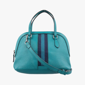 Pre-owned Gucci Web Dome Blue Leather 341504 shoulderbag | stylenewstar