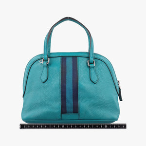 Pre-owned Gucci Web Dome Blue Leather 341504 shoulderbag | stylenewstar