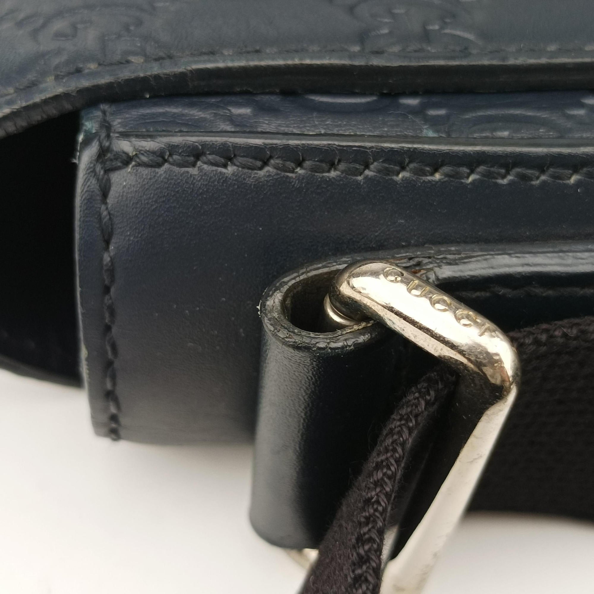 Secondhand Gucci GG Plus GG Supreme Navy Leather 406368 shoulderbag | stylenewstar