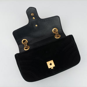 Vintage Gucci GG Marmont Black velour 446744 shoulderbag | stylenewstar