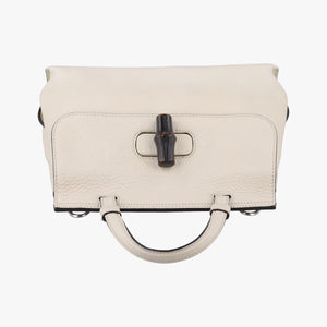 Pre-owned Gucci Bamboo Daily White Leather 370831 shoulderbag | stylenewstar